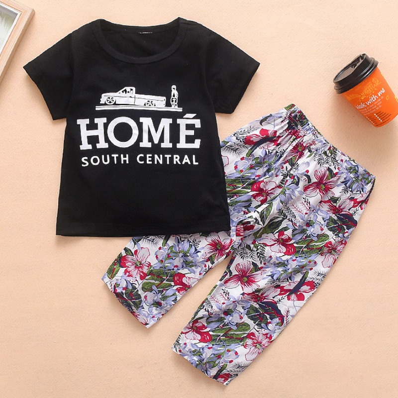 

lovely Casual Print Black Girl Two-piece Pants Set