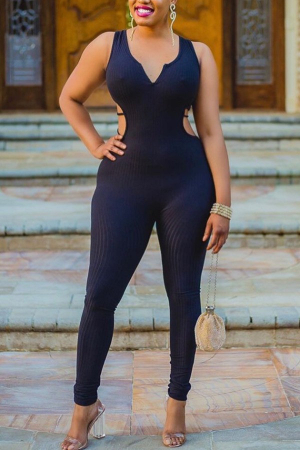 

lovely Sexy Backless Black One-piece Jumpsuit