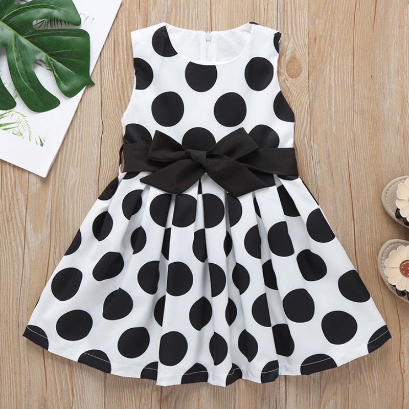 

lovely Sweet Dot Print Creamy White Girl Knee Length Dress, Milk white