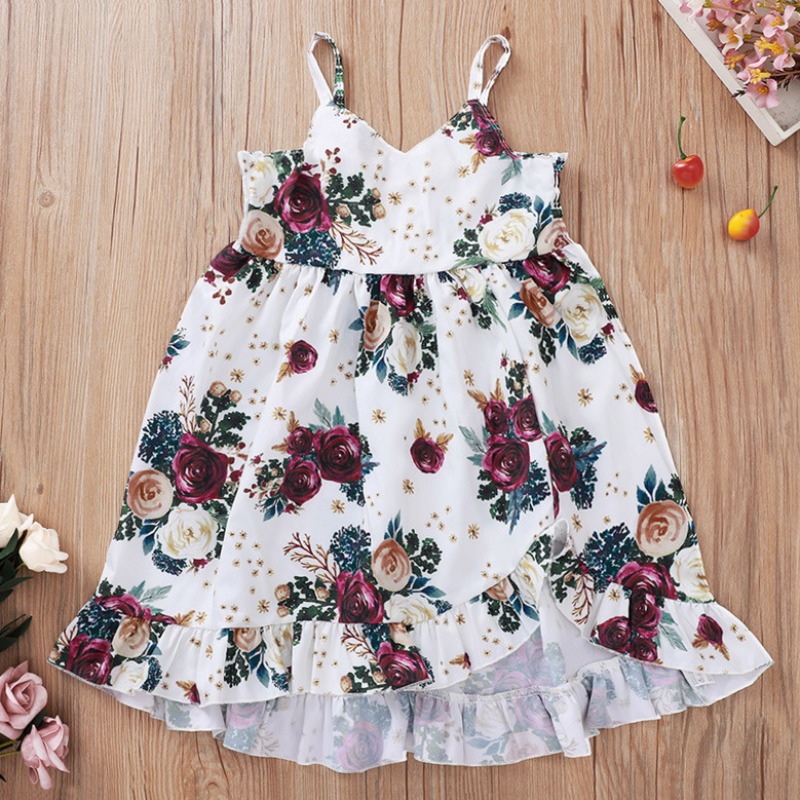 

lovely Bohemian Floral Print White Girl Mid Calf Dress