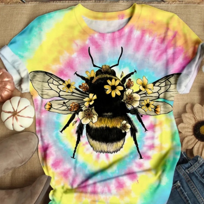 

lovely Casual O Neck Tie-dye Yellow Plus Size T-shirt