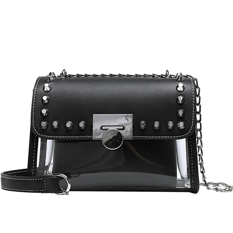 

lovely Trendy See-through Black Messenger Bag