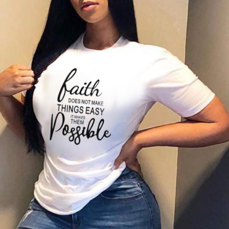 

Lovely Casual O Neck Letter Print White T-shirt