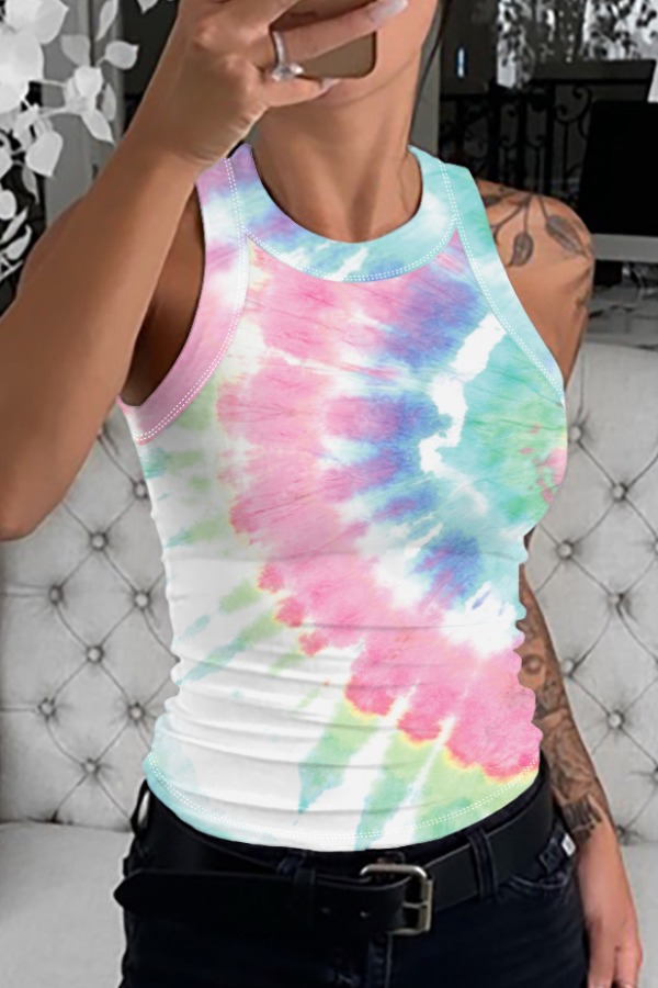 lovely Trendy Tie-dye Pink Camisole