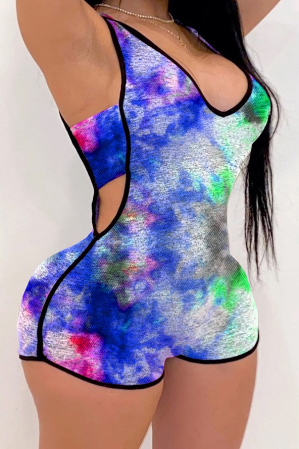

lovely Bohemian Tie-dye Hollow-out Blue One-piece Romper
