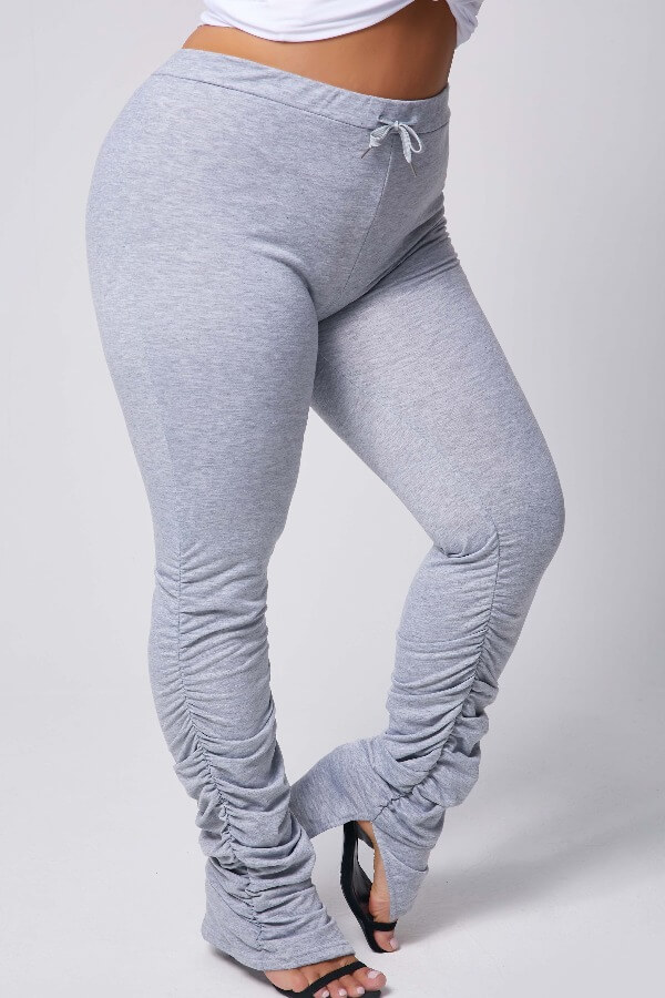 

Lovely Plus Size Casual Fold Design Grey Pants