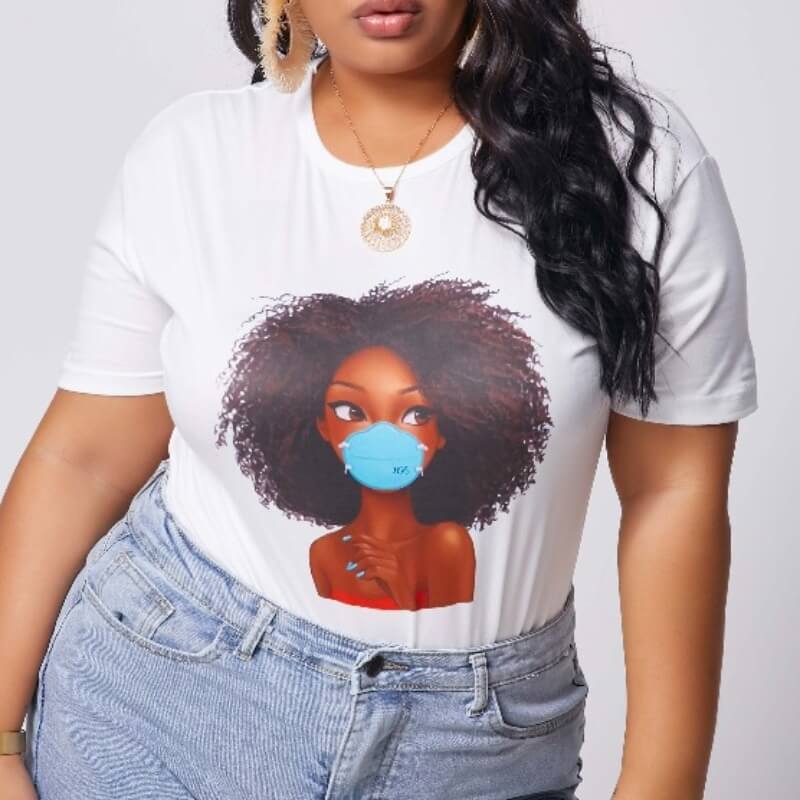 

Lovely Leisure Cartoon Print White Plus Size T-shirt