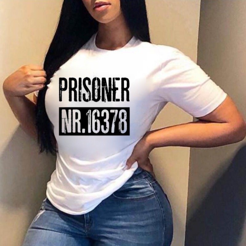

lovely Casual O Neck Letter Print White T-shirt