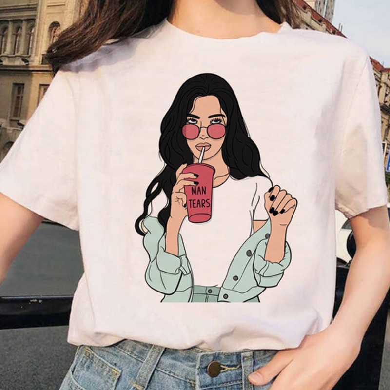 

lovely Casual O Neck Print White Plus Size T-shirt