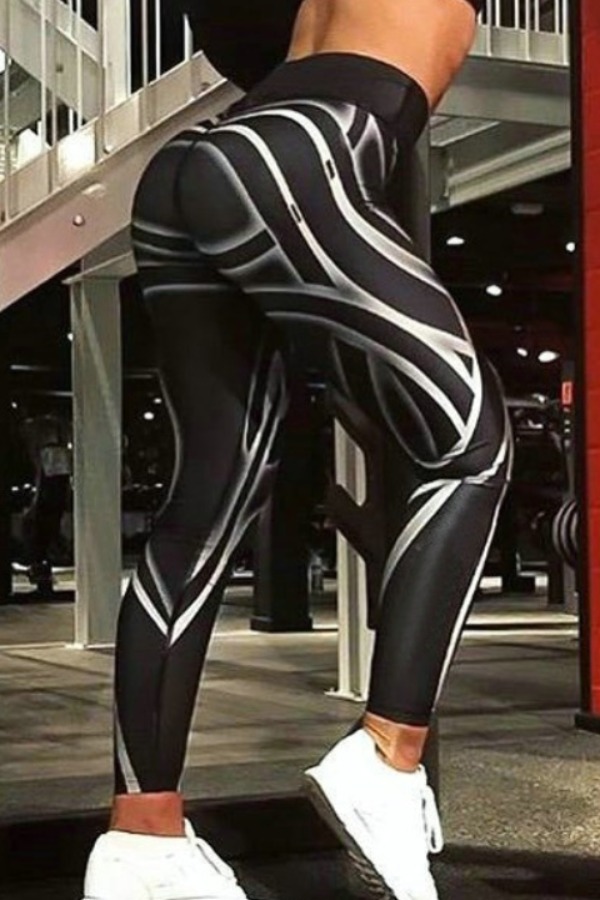 

Lovely Sportswear Print Black Pants