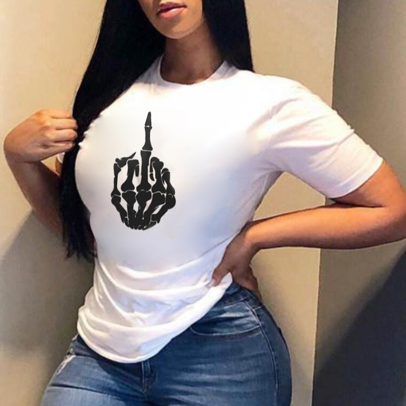 

lovely Casual O Neck Print Pure White T-shirt