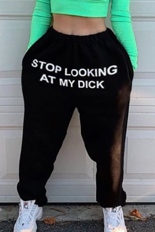 

Lovely Casual Letter Print Black Plus Size Pants