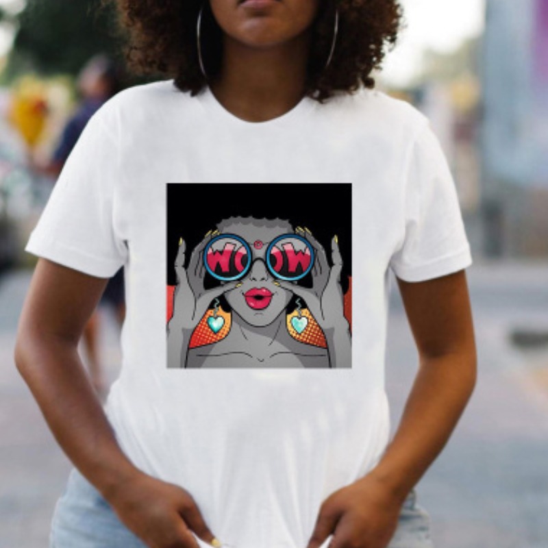 

lovely Leisure O Neck Print White Plus Size T-shirt
