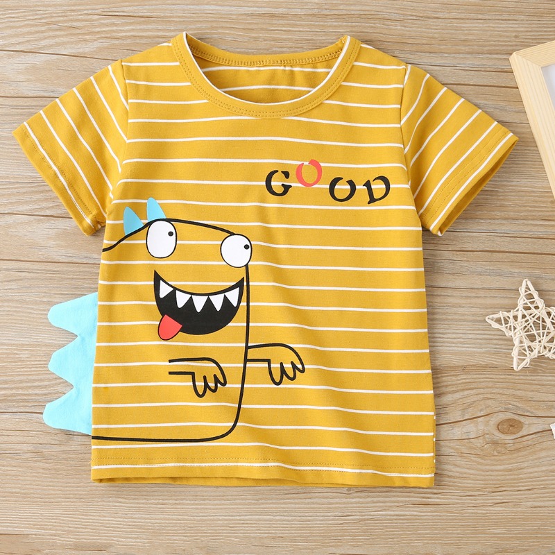 

lovely Casual O Neck Letter Print Yellow Boy T-shirt