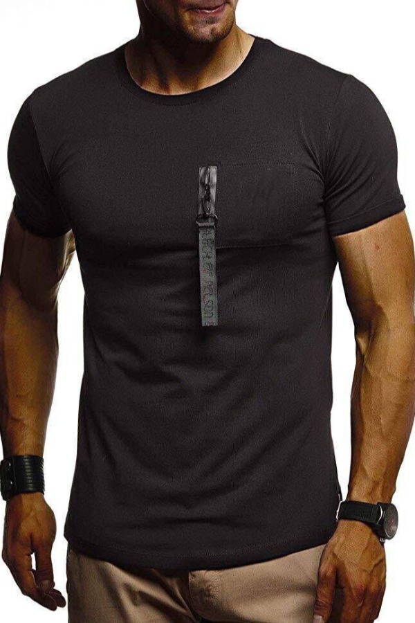 

lovely Leisure O Neck Patchwork Black T-shirt
