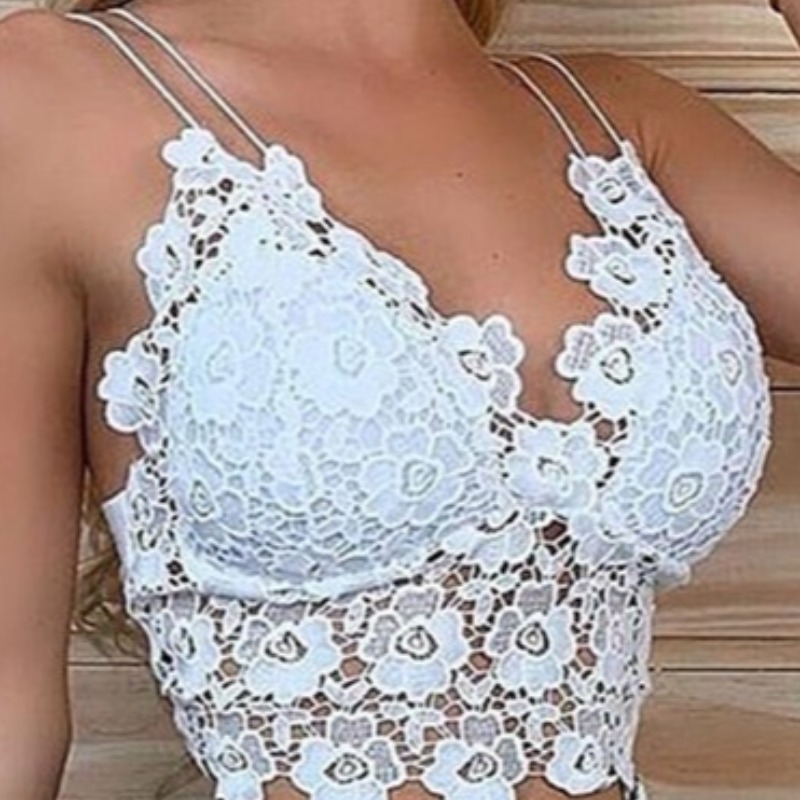 

lovely Sweet Lace Hem White Camisole
