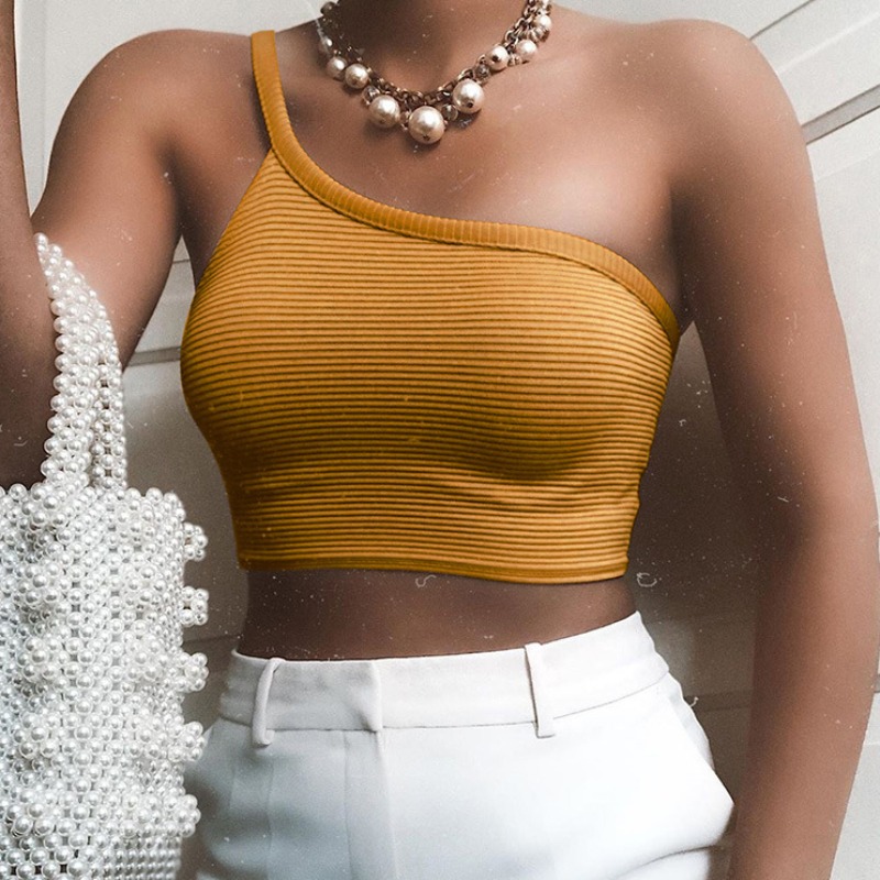 

lovely Sportswear One Shoulder Yellow Camisole