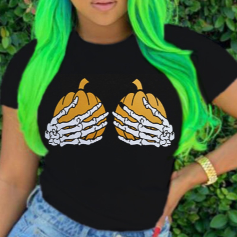 

lovely Leisure O Neck Print Black T-shirt