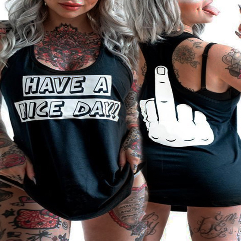 lovely Casual Letter Print Black Camisole