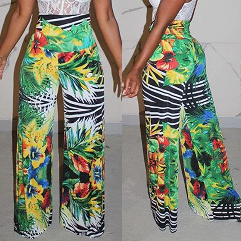 

lovely Bohemian Plants Print Green Pants