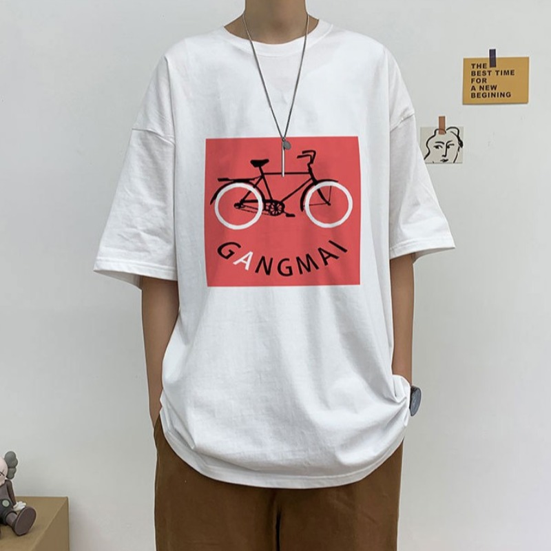 

lovely Street O Neck Print White T-shirt