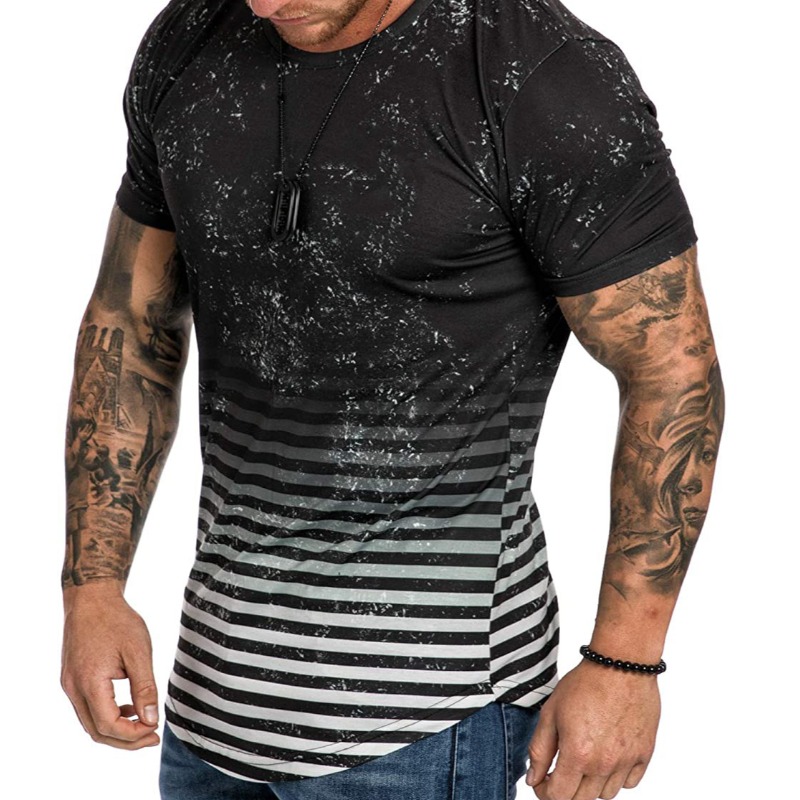 

Men lovely Casual O Neck Print Black T-shirt