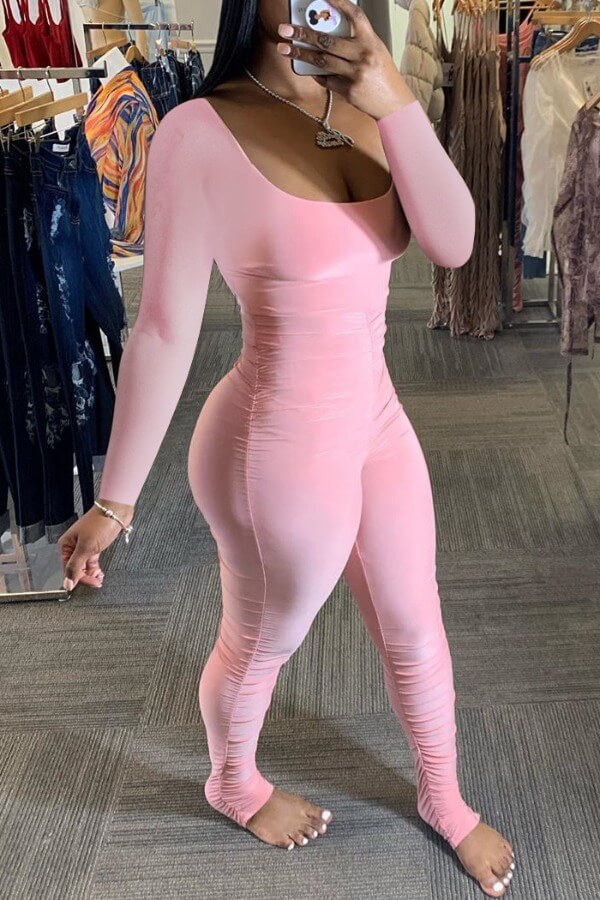 

lovely Leisure Skinny Pink One-piece Jumpsuit