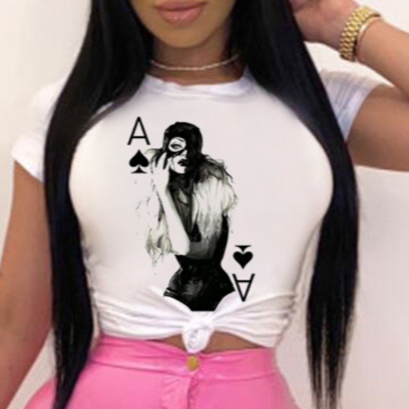 

lovely Casual O Neck Print Black T-shirt