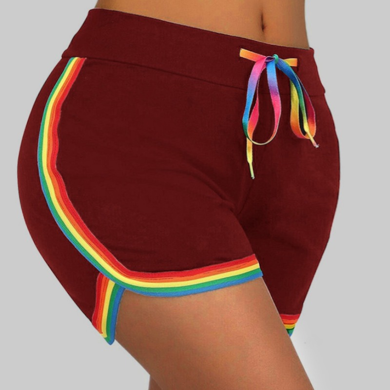 

Lovely Sportswear Patchwork Red Plus Size Shorts