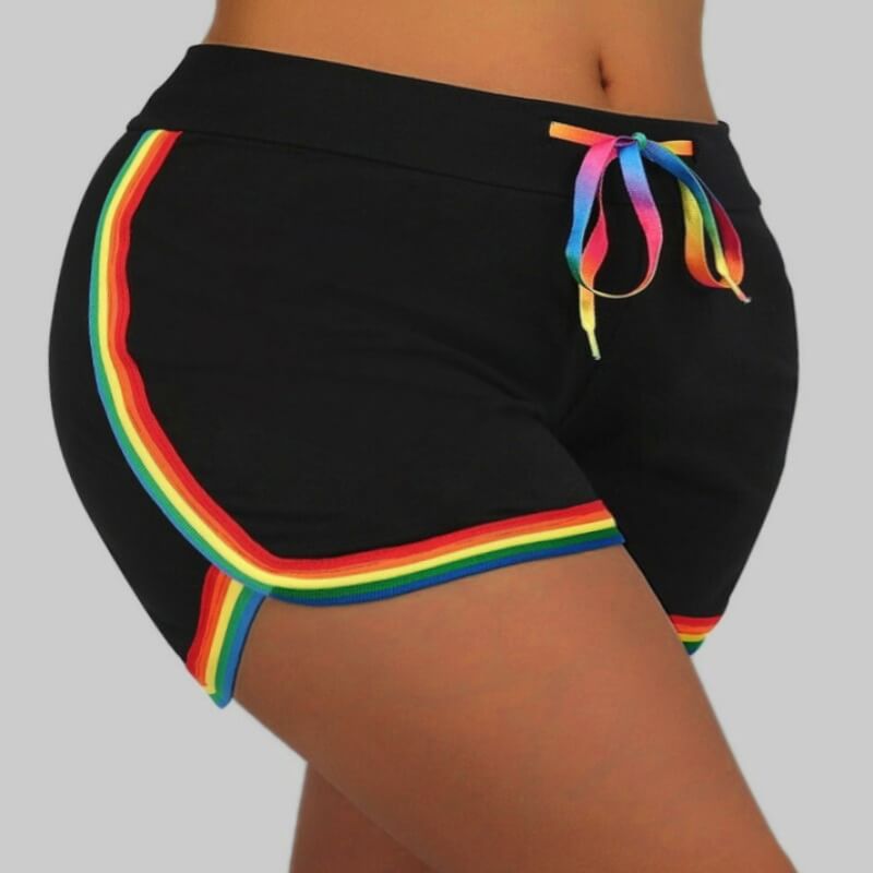 

Lovely Sportswear Patchwork Black Plus Size Shorts