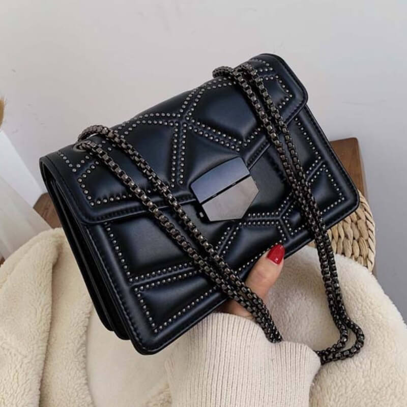 LW Faux Leather Chain Strap Crossbody Bag