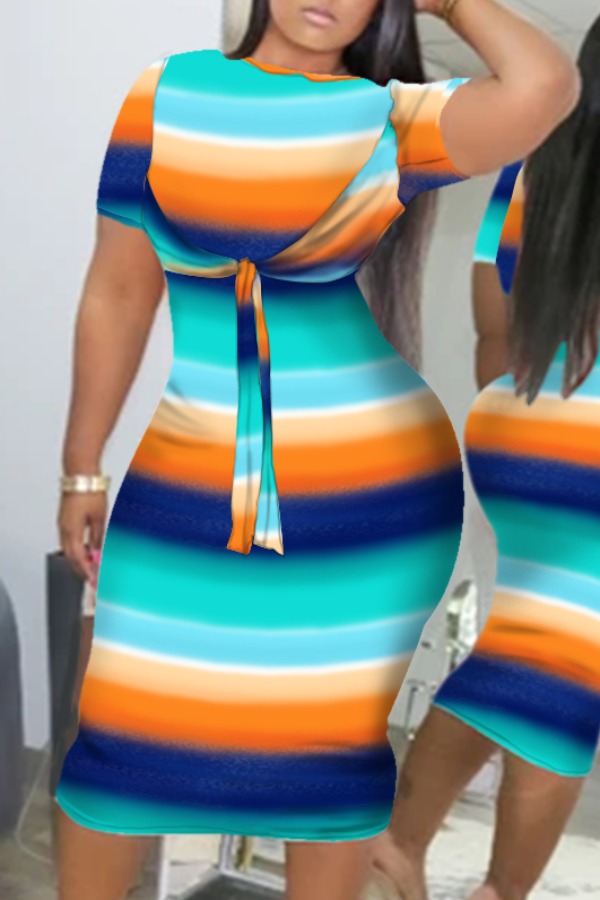 

LW Gradient Striped Bodycon Dress, Blue