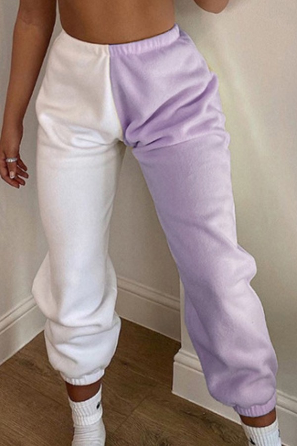 

lovely Casual Patchwork White Pants