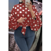 lovely Casual Dot Print Red Plus Size Blouses