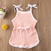 lovely Sportswear Lace-up Pink Girl One-piece Romp