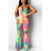 lovely Bohemian Tie-dye Pink One-piece Jumpsuit