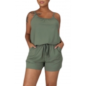lovely Casual Drawstring Green One-piece Romper