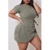 Lovely Casual Asymmetrical Grey Mini Plus Size Dre