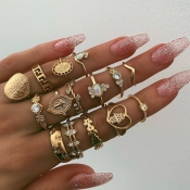 LW Stylish 15-piece Gold Ring