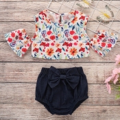 lovely Bohemian Plants Print White Girl Two-piece 