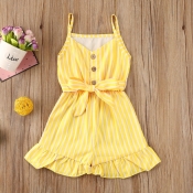 lovely Stylish Striped Yellow Girl One-piece Rompe