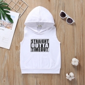 lovely Casual Letter Print White Boy Tank Top