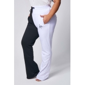 lovely Casual Patchwork White Plus Size Pants