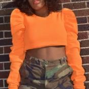 lovely Sweet O Neck Fold Design Croci Blouse