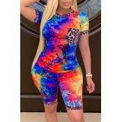 Lovely Street Tie-dye Patchwork Multicolor Plus Si