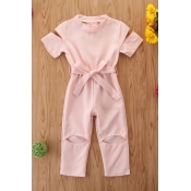 lovely Stylish Hollow-out Pink Girl One-piece Jump