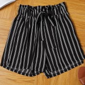 lovely Casual Striped Black Shorts