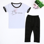 Lovely Girl Casual Letter Print White Two-piece Pa