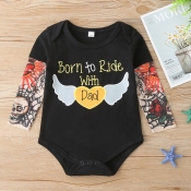 lovely Trendy Print Black Boy One-piece Romper