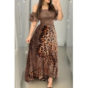 lovely Trendy Leopard Print Maxi Plus Size Dress